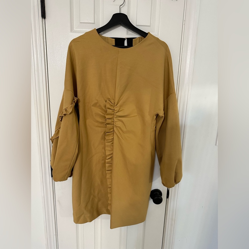 Tibi | Mustard Yellow Open Back Dress | 10